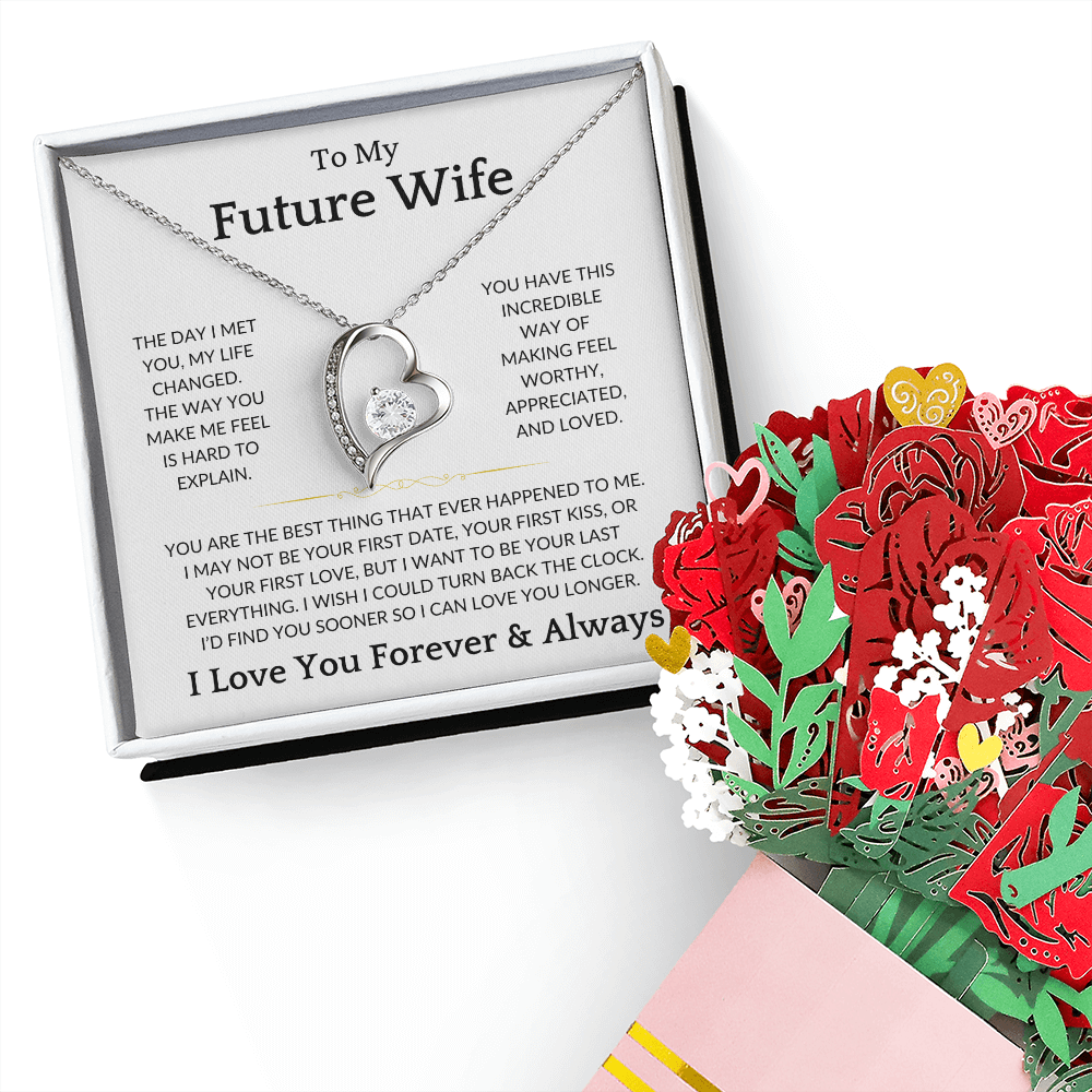 To My Future Wife Necklace, Bride To Be Gifts, Fiance Gifts For Her, Promise Necklace For Her, To My Wife Pendant, To My Soulmate, To My Girlfriend Necklace With Box and Message Card