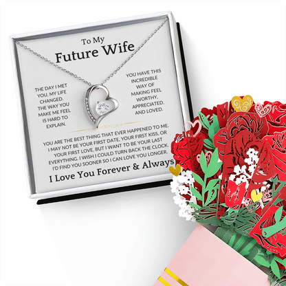 To My Future Wife Necklace, Bride To Be Gifts, Fiance Gifts For Her, Promise Necklace For Her, To My Wife Pendant, To My Soulmate, To My Girlfriend Necklace With Box and Message Card