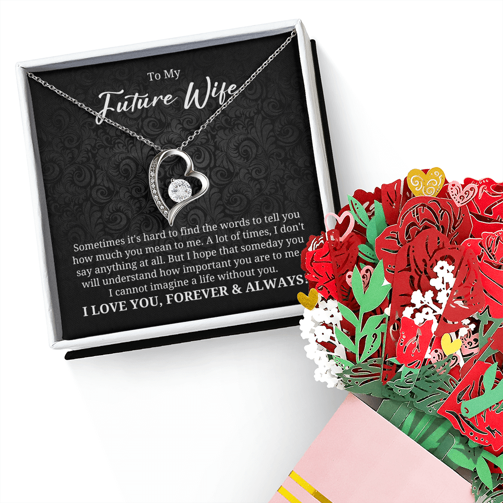 To My Future Wife Necklace With Heartfelt Message & Elegant Box - Valentines Gifts For Her, Sentimental Jewelry Gift For Bride-to-be, Fiance, Soulmate On Birthday, Anniversary, Wedding Anniversary Romantic Gifts for Her