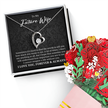 To My Future Wife Necklace With Heartfelt Message & Elegant Box - Valentines Gifts For Her, Sentimental Jewelry Gift For Bride-to-be, Fiance, Soulmate On Birthday, Anniversary, Wedding Anniversary Romantic Gifts for Her