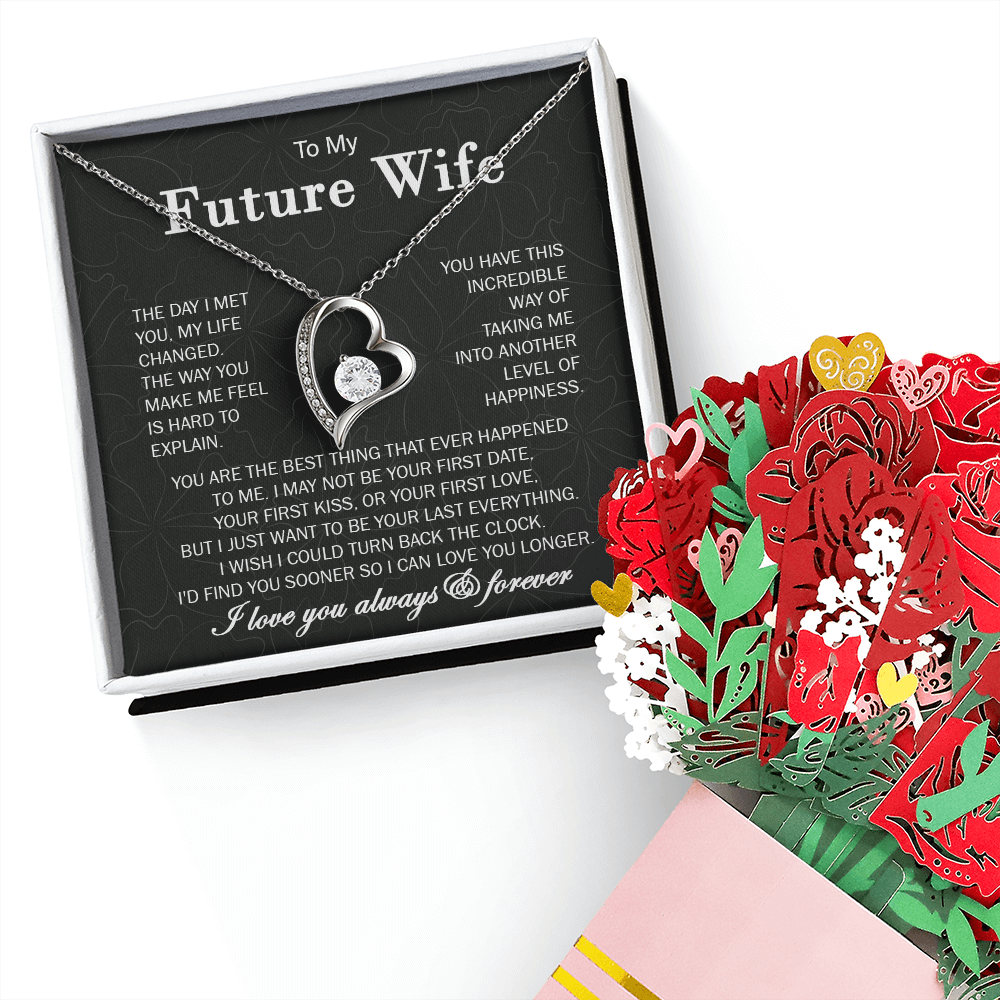 Wife Necklace From Husband To My Wife Necklace Soulmate Necklace For Women Future Wife Jewelry Birthday Christmas Valentine's gifts For Girlfriend Message Card, Romantic Gifts for Her
