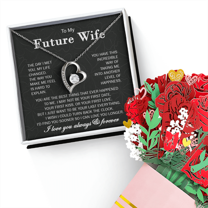 Wife Necklace From Husband To My Wife Necklace Soulmate Necklace For Women Future Wife Jewelry Birthday Christmas Valentine's gifts For Girlfriend Message Card, Romantic Gifts for Her