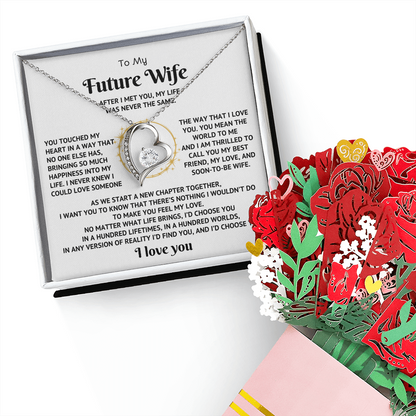 To My Future Wife Necklace With Heartfelt Message & Elegant Box - Valentines Gifts For Her, Sentimental Jewelry Gift For Bride-to-be, Fiance, Soulmate On Birthday, Anniversary