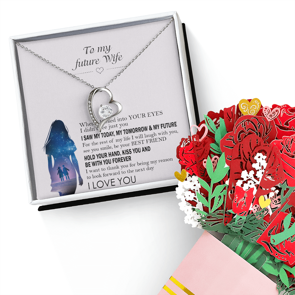To My Future Wife Necklace, Only Then Would You Realize How Special You Are to Me, Gift for Fiancée Romantic Soulmate Jewelry, Forever Love Necklace & Sweetest Devotion Flower Bouquet, Romantic Gifts for Her, Anniversary and Christmas Gift Ideas