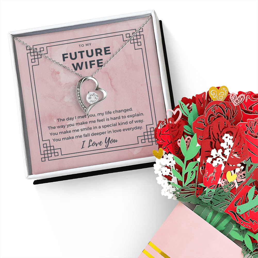 To My Future Wife Necklace From Husband, Soulmate Necklace For Women Future Wife Jewelry Birthday Christmas Valentine's gifts For Girlfriend Message Card & Elegant Box, Anniversary Present For Wifey
