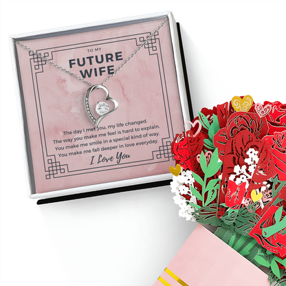 To My Future Wife Necklace From Husband, Soulmate Necklace For Women Future Wife Jewelry Birthday Christmas Valentine's gifts For Girlfriend Message Card & Elegant Box, Anniversary Present For Wifey