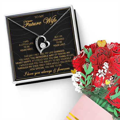 To My Future Wife Necklace From Husband, To My Wife Necklace, Soulmate Necklace For Women, Future Wife Jewelry, Birthday, Christmas, Valentine Gifts For Girlfriend Message Card, Romantic Gifts For Her