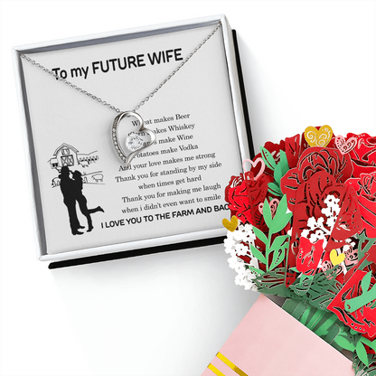To My Future Wife Necklace from Husband, Birthday Gifts for Wife, To My Soulmate Necklace for Women, Gift for Wife Anniversary, Christmas, Valentines, Wedding Anniversary Romantic Gifts for Her, I Love You To The Farm And Back