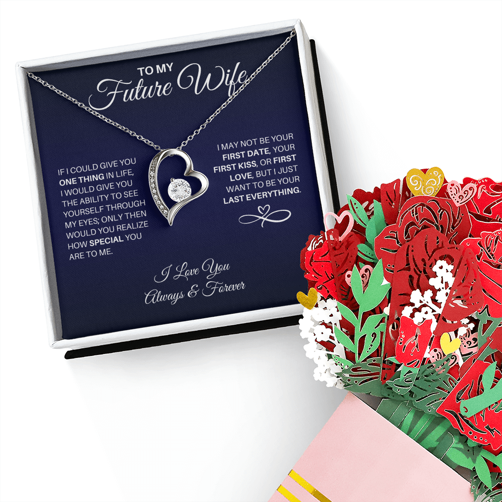 To My Future Wife Necklace, Promise Necklace For Her, Fiance Gifts For Her, Birthday Gifts For Future Wife With Message Card, To My Soulmate Necklace For Women, Romantic Jewelry With Message Card, Gift Box