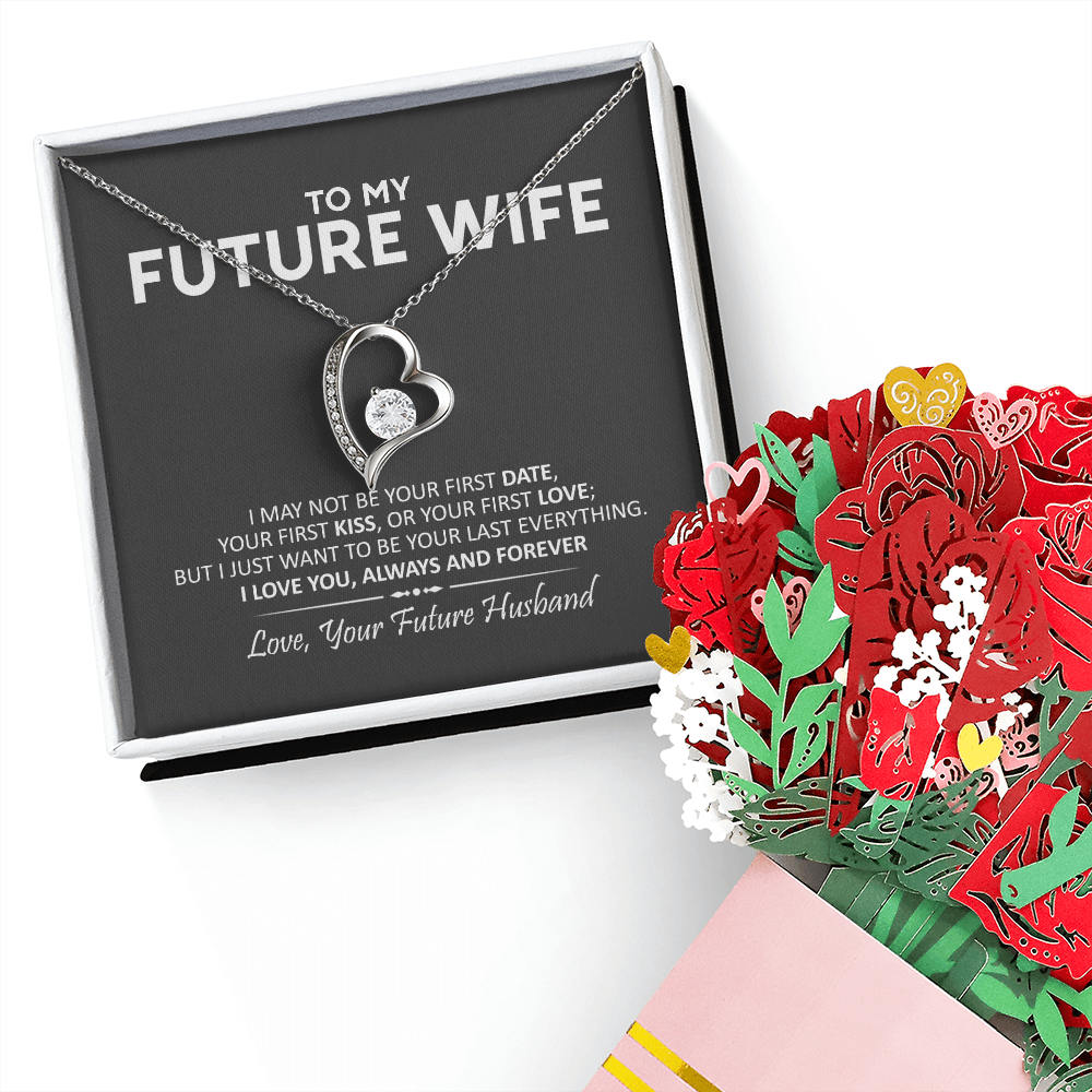 To My Future Wife Necklace With Heartfelt Message & Elegant Box, Valentines Gifts For Her, Sentimental Jewelry Gift For Bride to be, Fiance, Soulmate On Birthday, Wedding Anniversary Romantic Gifts for Her