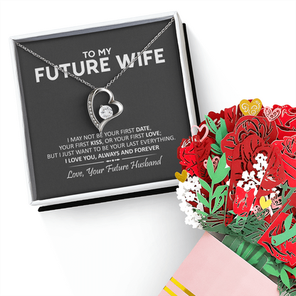 To My Future Wife Necklace With Heartfelt Message & Elegant Box, Valentines Gifts For Her, Sentimental Jewelry Gift For Bride to be, Fiance, Soulmate On Birthday, Wedding Anniversary Romantic Gifts for Her