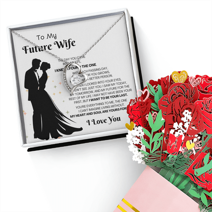 To My Future Wife Necklace From Husband, To My Wife Necklace, Soulmate Necklace For Women, Future Wife Jewelry, Birthday, Christmas, Valentine Gifts For Girlfriend Message Card, Romantic Gifts For Her