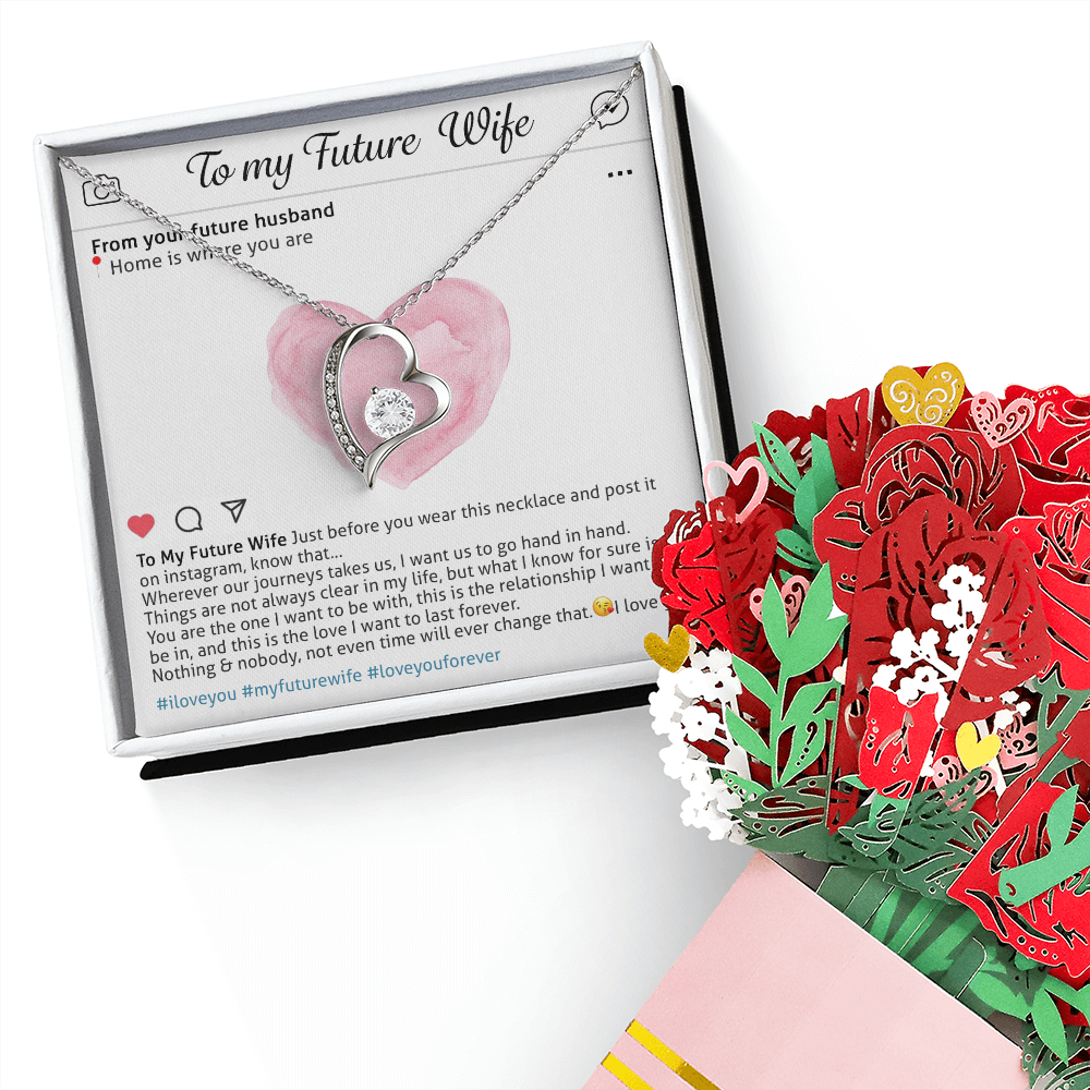To My Future Wife Necklace Social Media Post Necklace, Promise Necklace For Her, Fiance Gifts For Her, Birthday Gifts For Future Wife With Message Card, To My Soulmate Necklace For Women, Romantic Jewelry With Message Card & Gift Box