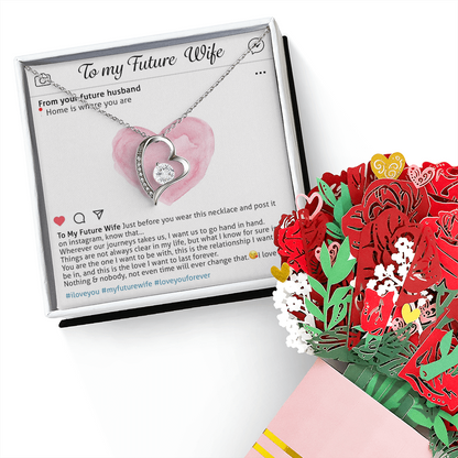 To My Future Wife Necklace Social Media Post Necklace, Promise Necklace For Her, Fiance Gifts For Her, Birthday Gifts For Future Wife With Message Card, To My Soulmate Necklace For Women, Romantic Jewelry With Message Card & Gift Box
