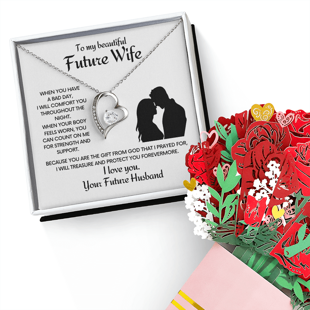 To My Future Wife Necklace, Promise Necklace For Her, Fiance Gifts For Her, Birthday Gifts For Future Wife With Message Card, Bride To Be Gifts, Present for Valentine, Birthday, Anniversary and Christmas