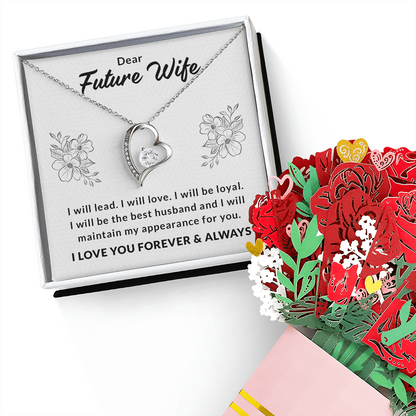 Forever Love Necklace with Heartfelt Message for Future Wife, Future Wife Valentine's Day, Romantic Gifts for Her, A Symbol of Loyalty and Devotion, Perfect Gift for Fiancée, Girlfriend, or Future Wife on Special Occasions