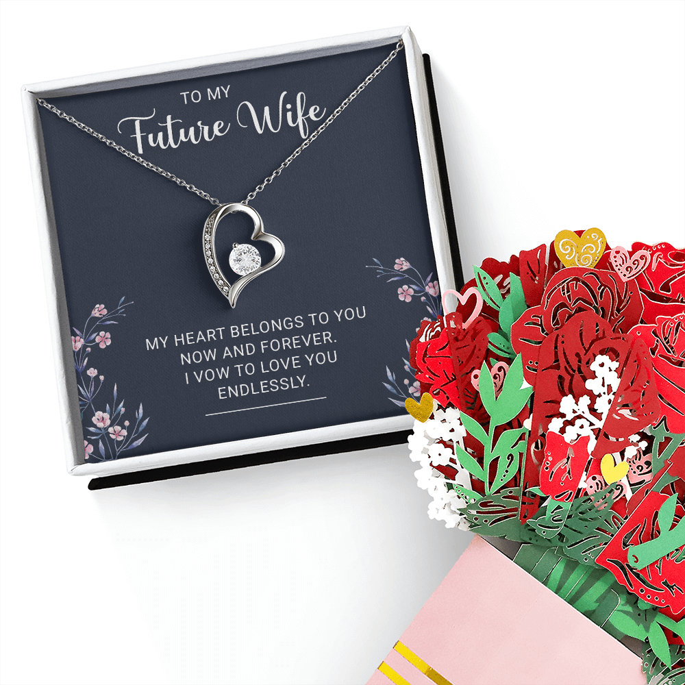 Future Wife Forever Love Necklace, My Heart Belongs to You Now and Forever, Perfect Gift for Wife to Be, Engagement, Girlfriend, or Fiancee, Gift for Fiancee, Future Wife Valentine's Day, Romantic Gifts for Her