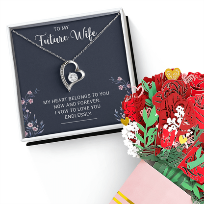 Future Wife Forever Love Necklace, My Heart Belongs to You Now and Forever, Perfect Gift for Wife to Be, Engagement, Girlfriend, or Fiancee, Gift for Fiancee, Future Wife Valentine's Day, Romantic Gifts for Her
