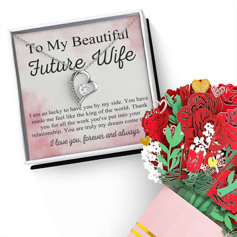 To My Future Wife Necklace, Promise Necklace For Her, Fiance Gifts For Her, Birthday Gifts For Future Wife With Message Card, Bride To Be Gifts, Present for Valentine, Birthday, Anniversary and Christmas Gift Ideas