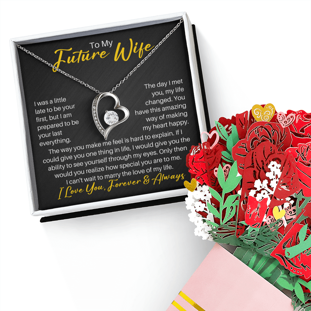 To My Future Wife Necklace From Husband, Gift for Fiancee, To My Wife Necklace, Soulmate Necklace For Women, Future Wife Jewelry, Birthday, Christmas, Valentine Gifts For Girlfriend Message Card, Romantic Gifts For Her