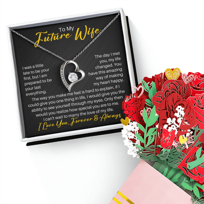 To My Future Wife Necklace From Husband, Gift for Fiancee, To My Wife Necklace, Soulmate Necklace For Women, Future Wife Jewelry, Birthday, Christmas, Valentine Gifts For Girlfriend Message Card, Romantic Gifts For Her