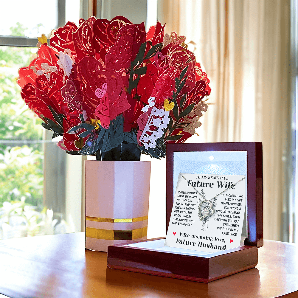 To My Beautiful Future Wife, Three entities hold my heart, the sun, the moon, and You Romantic Gifts For Her, Valentines Gifts For Her from Husband, Fiance, Soulmate On Birthday, Anniversary and Christmas Gift Ideas