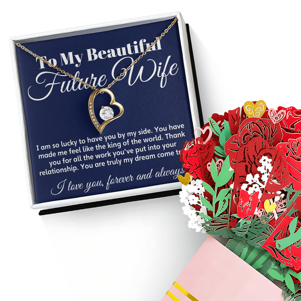 To My Future Wife Forever Love Necklace, Wife Necklace From Husband To My Wife Necklace Soulmate Necklace For Women Future Wife Jewelry Birthday Christmas Valentine's gifts For Girlfriend Message Card & LED Box, Romantic Gifts For Her