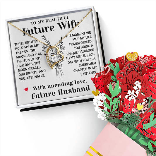 To My Beautiful Future Wife, Three entities hold my heart, the sun, the moon, and You Romantic Gifts For Her, Valentines Gifts For Her from Husband, Fiance, Soulmate On Birthday, Anniversary and Christmas Gift Ideas