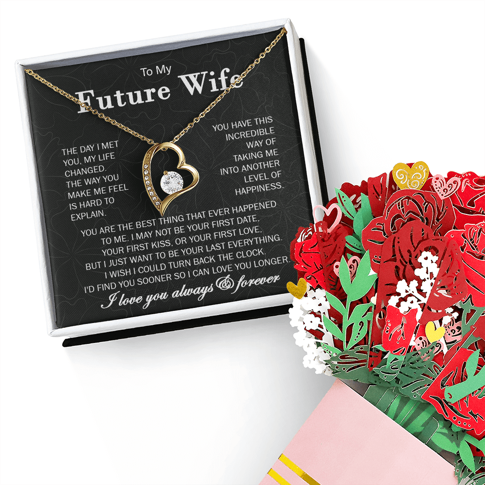 Wife Necklace From Husband To My Wife Necklace Soulmate Necklace For Women Future Wife Jewelry Birthday Christmas Valentine's gifts For Girlfriend Message Card, Romantic Gifts for Her