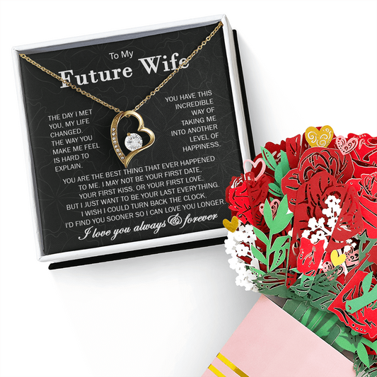 Wife Necklace From Husband To My Wife Necklace Soulmate Necklace For Women Future Wife Jewelry Birthday Christmas Valentine's gifts For Girlfriend Message Card, Romantic Gifts for Her