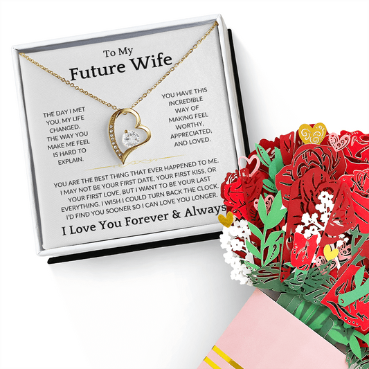 To My Future Wife Necklace, Bride To Be Gifts, Fiance Gifts For Her, Promise Necklace For Her, To My Wife Pendant, To My Soulmate, To My Girlfriend Necklace With Box and Message Card