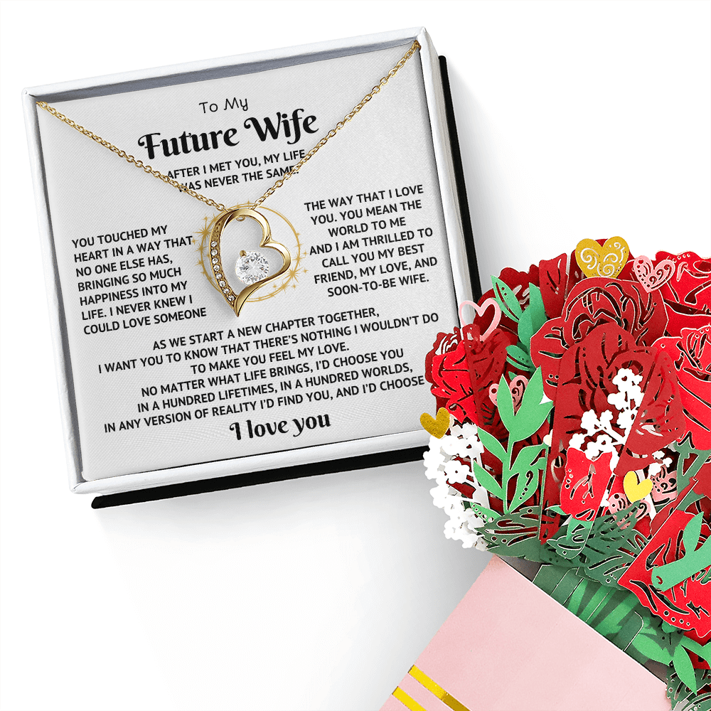 To My Future Wife Necklace With Heartfelt Message & Elegant Box - Valentines Gifts For Her, Sentimental Jewelry Gift For Bride-to-be, Fiance, Soulmate On Birthday, Anniversary
