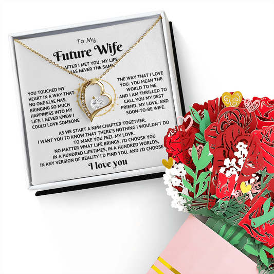 To My Future Wife Necklace With Heartfelt Message & Elegant Box - Valentines Gifts For Her, Sentimental Jewelry Gift For Bride-to-be, Fiance, Soulmate On Birthday, Anniversary