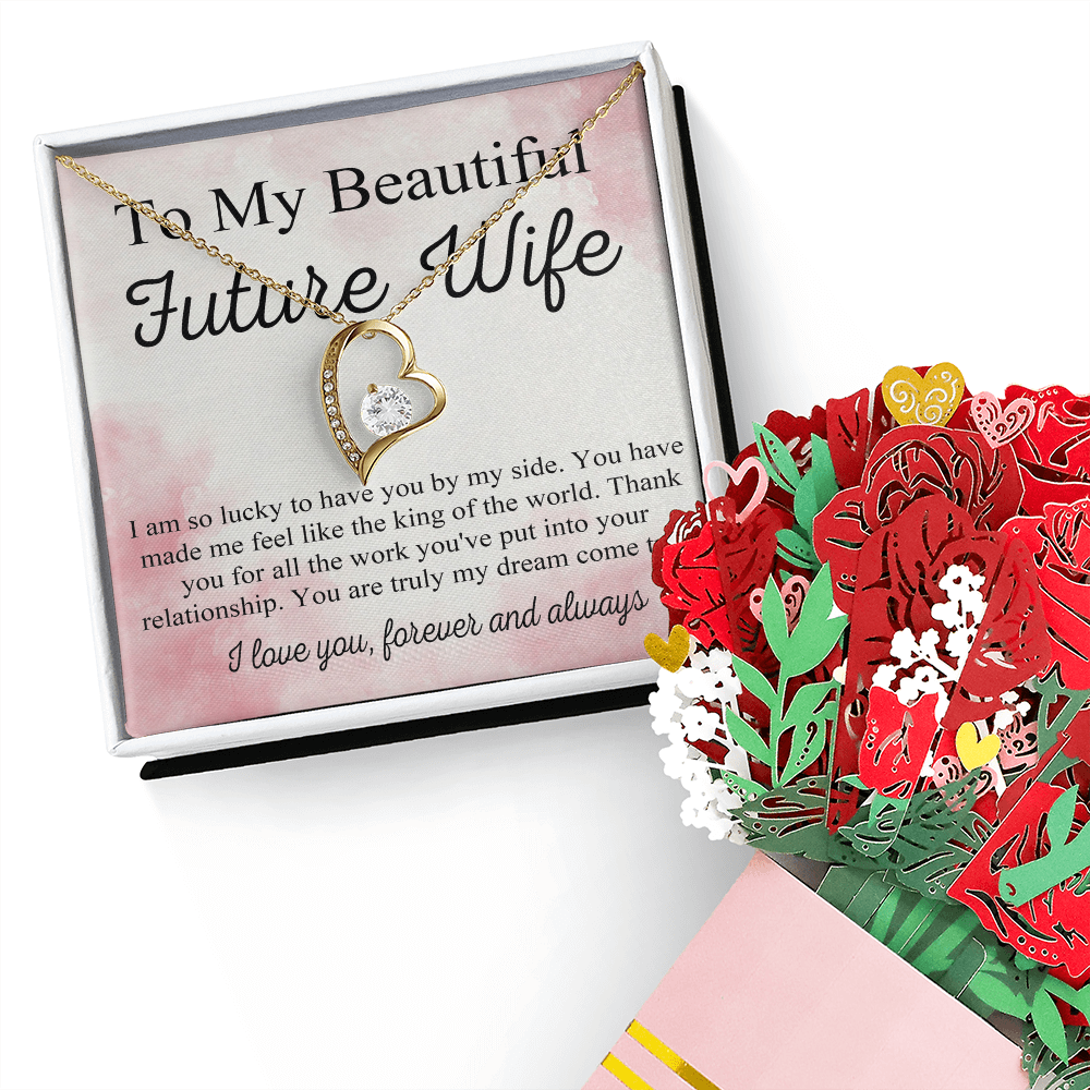 To My Future Wife Necklace, Promise Necklace For Her, Fiance Gifts For Her, Birthday Gifts For Future Wife With Message Card, Bride To Be Gifts, Present for Valentine, Birthday, Anniversary and Christmas Gift Ideas