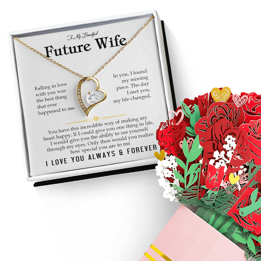 To My Future Wife Necklace, Promise Necklace For Her, Fiance Gifts For Her, Birthday Gifts For Future Wife With Message Card, Bride To Be Gifts, Present for Valentine, Birthday, Anniversary and Christmas