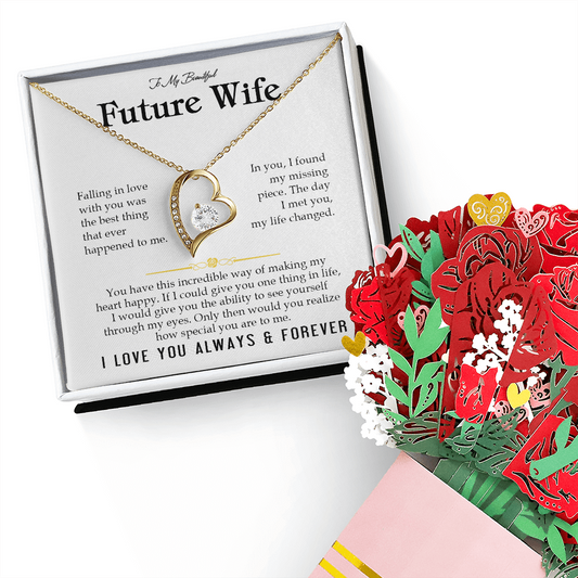 To My Future Wife Necklace, Promise Necklace For Her, Fiance Gifts For Her, Birthday Gifts For Future Wife With Message Card, Bride To Be Gifts, Present for Valentine, Birthday, Anniversary and Christmas