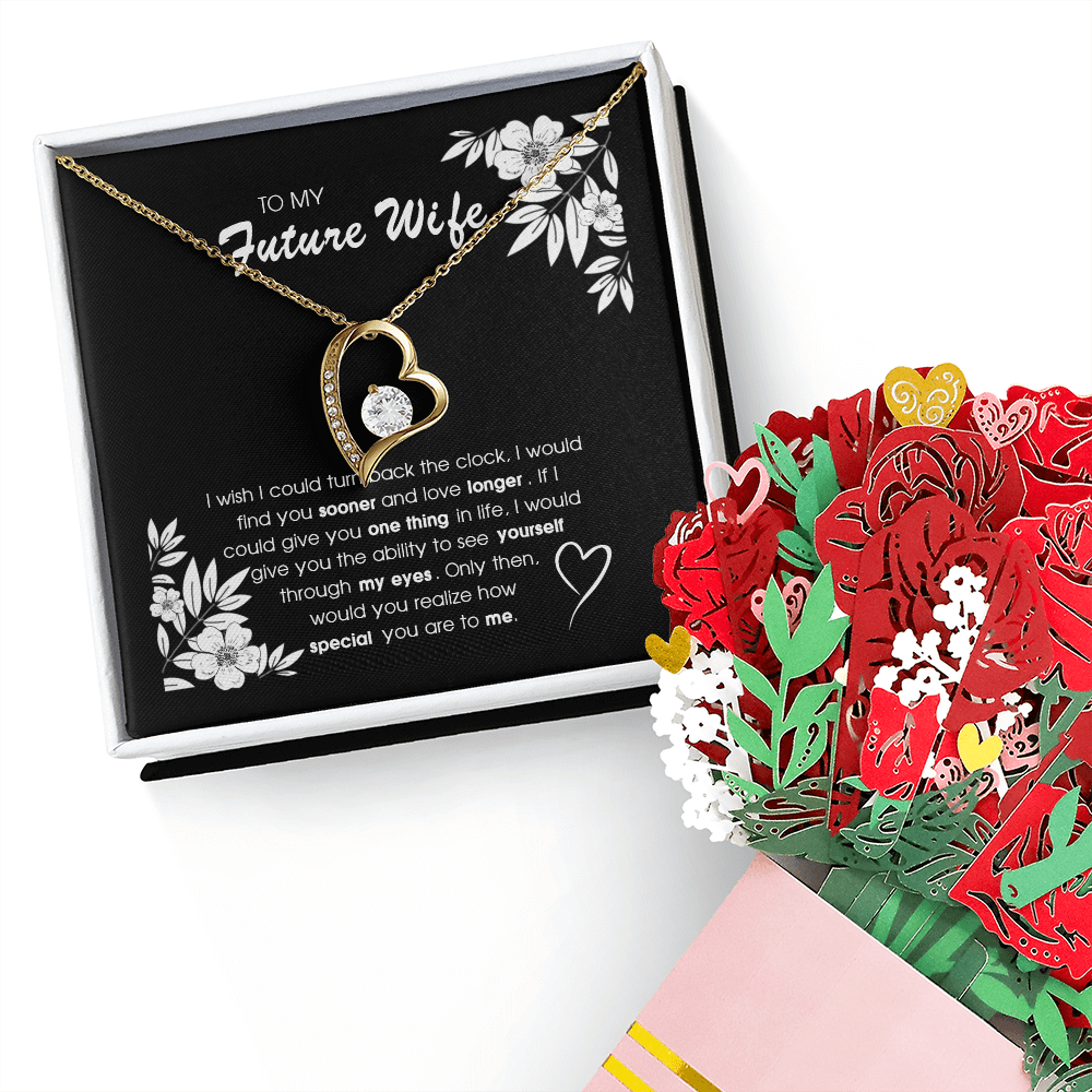 To My Future Wife Forever Love Necklace, Wife Necklace From Husband To My Wife Necklace Soulmate Necklace For Women Future Wife Jewelry Birthday Christmas Valentine's gifts For Girlfriend Message Card & LED Box, Romantic Gifts For Her