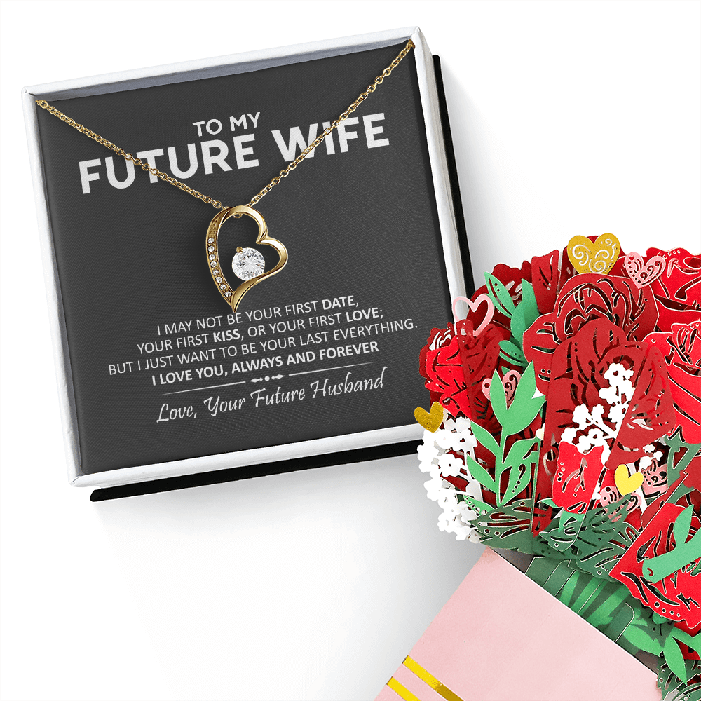 To My Future Wife Necklace With Heartfelt Message & Elegant Box, Valentines Gifts For Her, Sentimental Jewelry Gift For Bride to be, Fiance, Soulmate On Birthday, Wedding Anniversary Romantic Gifts for Her