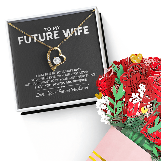 To My Future Wife Necklace With Heartfelt Message & Elegant Box, Valentines Gifts For Her, Sentimental Jewelry Gift For Bride to be, Fiance, Soulmate On Birthday, Wedding Anniversary Romantic Gifts for Her