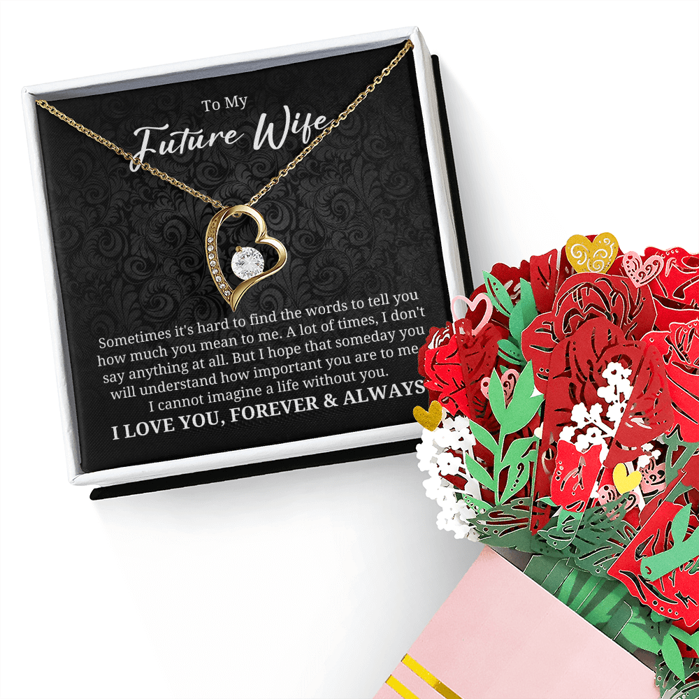 To My Future Wife Necklace With Heartfelt Message & Elegant Box - Valentines Gifts For Her, Sentimental Jewelry Gift For Bride-to-be, Fiance, Soulmate On Birthday, Anniversary, Wedding Anniversary Romantic Gifts for Her