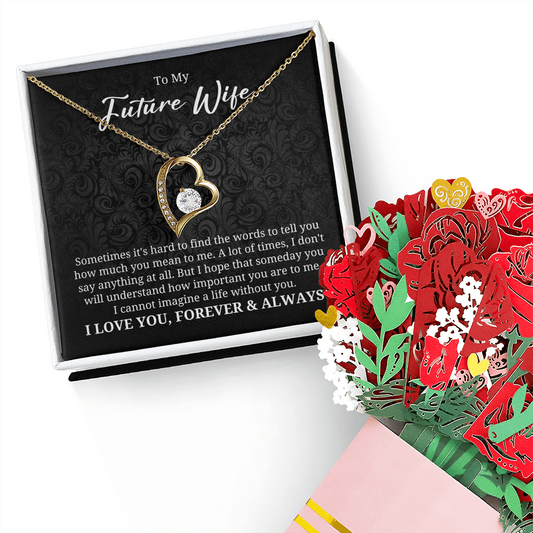 To My Future Wife Necklace With Heartfelt Message & Elegant Box - Valentines Gifts For Her, Sentimental Jewelry Gift For Bride-to-be, Fiance, Soulmate On Birthday, Anniversary, Wedding Anniversary Romantic Gifts for Her
