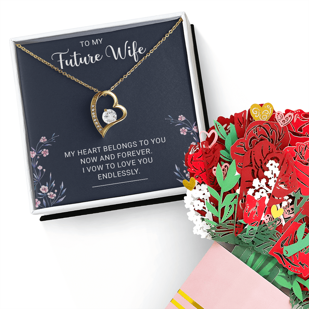 Future Wife Forever Love Necklace, My Heart Belongs to You Now and Forever, Perfect Gift for Wife to Be, Engagement, Girlfriend, or Fiancee, Gift for Fiancee, Future Wife Valentine's Day, Romantic Gifts for Her