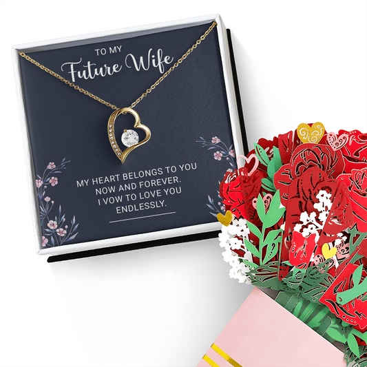 Future Wife Forever Love Necklace, My Heart Belongs to You Now and Forever, Perfect Gift for Wife to Be, Engagement, Girlfriend, or Fiancee, Gift for Fiancee, Future Wife Valentine's Day, Romantic Gifts for Her