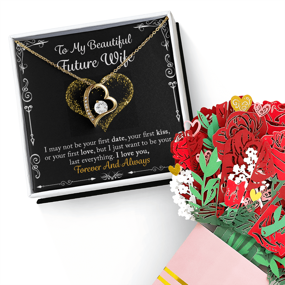 To My Beautiful Future Wife Necklace From Husband, To My Wife Forever Love Necklace & Sweetest Devotion Flower Bouquet, Soulmate Necklace For Women, Future Wife Jewelry, Birthday, Christmas, Valentine Gifts For Girlfriend Message Card