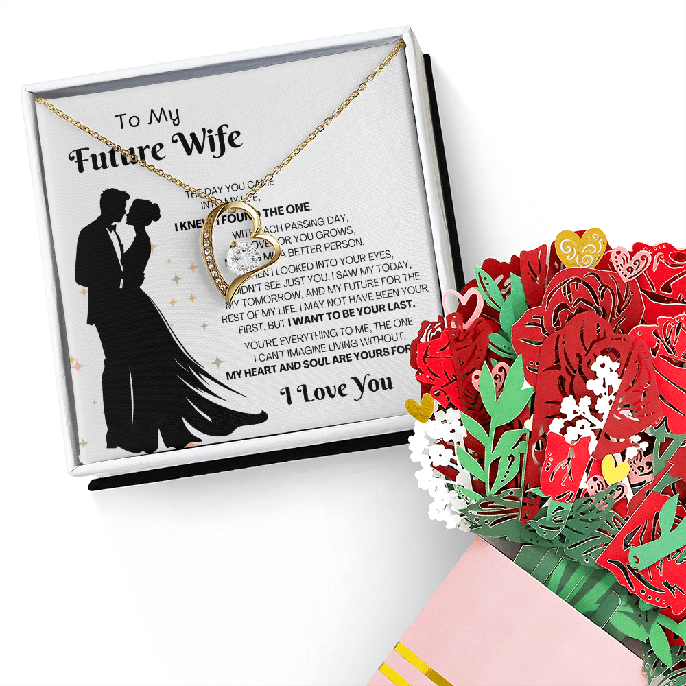 To My Future Wife Necklace From Husband, To My Wife Necklace, Soulmate Necklace For Women, Future Wife Jewelry, Birthday, Christmas, Valentine Gifts For Girlfriend Message Card, Romantic Gifts For Her
