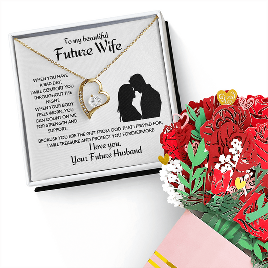 To My Future Wife Necklace, Promise Necklace For Her, Fiance Gifts For Her, Birthday Gifts For Future Wife With Message Card, Bride To Be Gifts, Present for Valentine, Birthday, Anniversary and Christmas