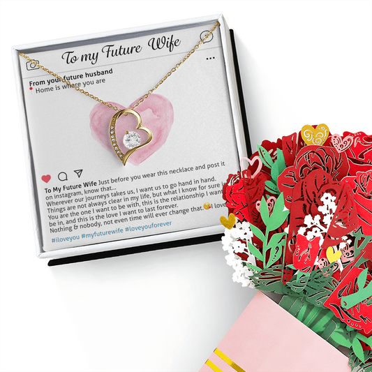 To My Future Wife Necklace Social Media Post Necklace, Promise Necklace For Her, Fiance Gifts For Her, Birthday Gifts For Future Wife With Message Card, To My Soulmate Necklace For Women, Romantic Jewelry With Message Card & Gift Box