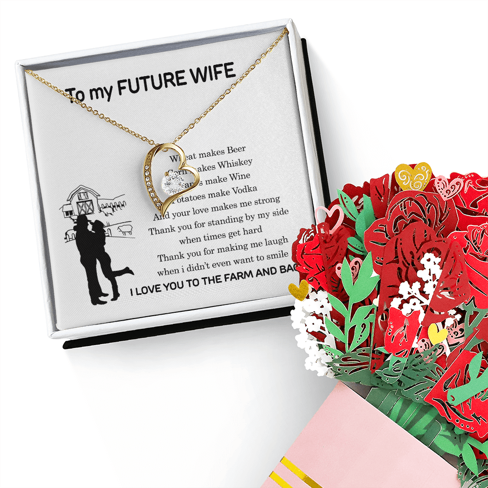 To My Future Wife Necklace from Husband, Birthday Gifts for Wife, To My Soulmate Necklace for Women, Gift for Wife Anniversary, Christmas, Valentines, Wedding Anniversary Romantic Gifts for Her, I Love You To The Farm And Back
