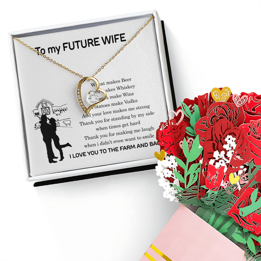 To My Future Wife Necklace from Husband, Birthday Gifts for Wife, To My Soulmate Necklace for Women, Gift for Wife Anniversary, Christmas, Valentines, Wedding Anniversary Romantic Gifts for Her, I Love You To The Farm And Back