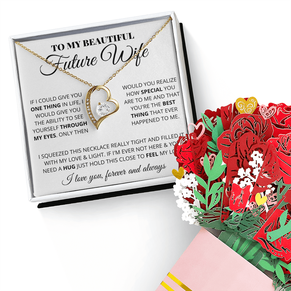 To My Future Wife Necklace With Heartfelt Message & Elegant Box, Valentines Gifts For Her, Sentimental Jewelry Gift For Bride to be, Fiance, Soulmate On Birthday, Anniversary Present For Wife